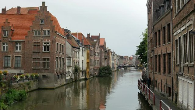 Ghent city view, belgium, 4k