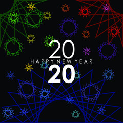 happy new year 2020 with a black background, free vector