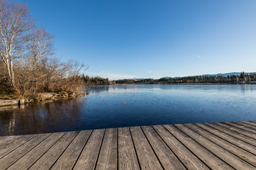 Blick vom Bootssteg auf den See