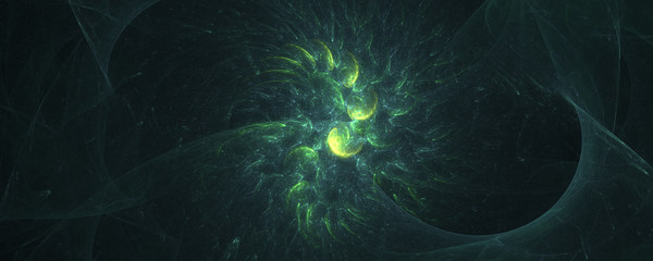 Green spiral abstract effect on space background