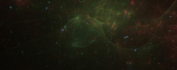 Green nebula clouds background