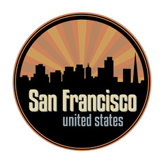 Badge, label or stamp with San Francisco skyline