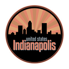 Badge, label or stamp with Indianapolis skyline