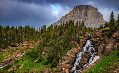 Oberlin Falls on the Going-to-the-Sun Road in Glacier National Park