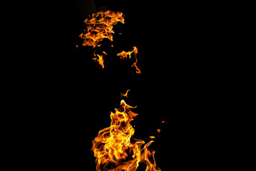 Fire flames on black background. fire on black background isolated. fire patterns