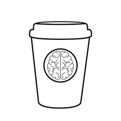 brain coffee cup vector illustration white background