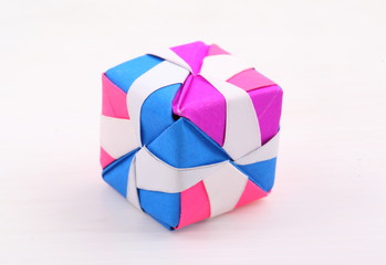 Colorful Geometric Origami Ball isolated on white background
