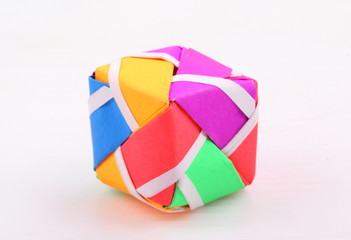 Colorful Geometric Origami Ball isolated on white background