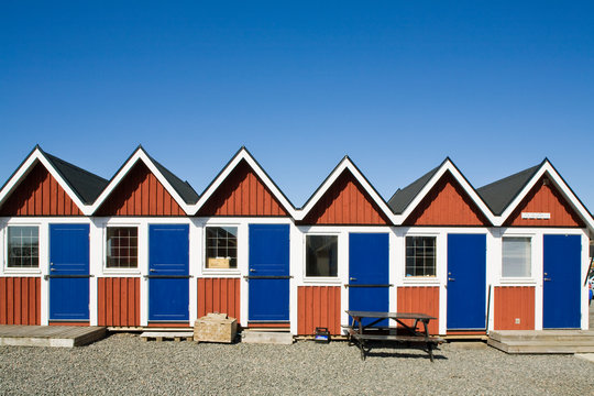Small huts on beach