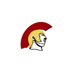 Sparta head and helmet logo design vector illustration
