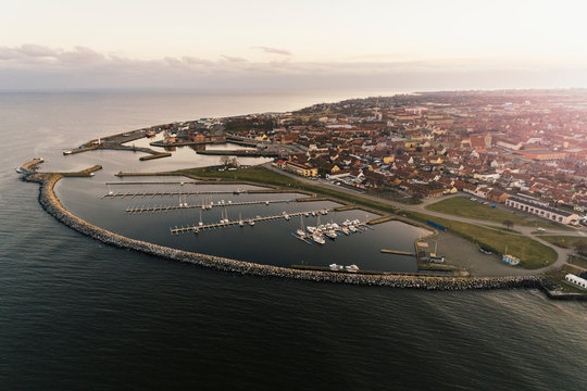 Aerial view of marina