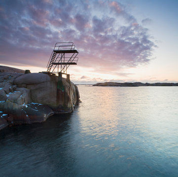 Diving platform on sea coast