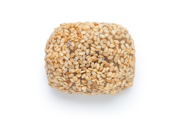 Glutinous rice balls stuffed with white sesame and sugar. Chinese traditional cuisine, pastries.