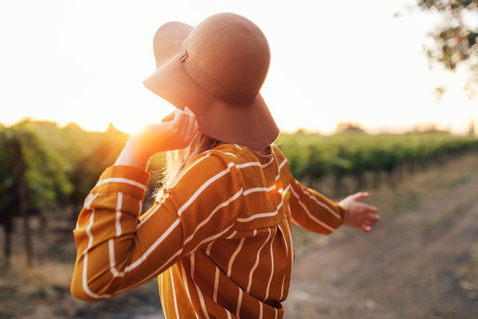 Woman at vineyard