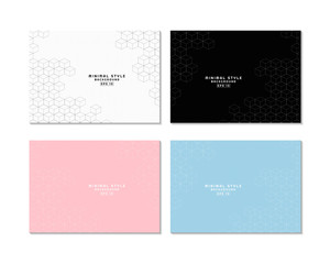 Minimal art hexagon box shape pattern design with space and set 4 background