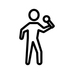 man and microphone icon vector. A thin line sign. Isolated contour symbol illustration