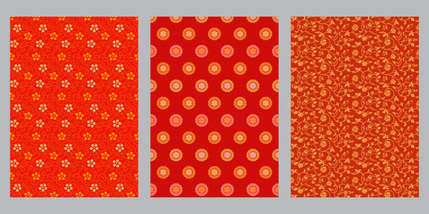 Japanese red and gold cherry blossom ivy, plum blossom, ivy flower abstract background