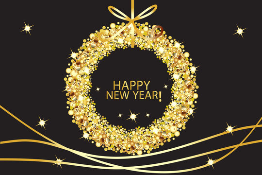Happy new year glowing gold vector background