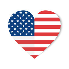 USA flag with origami style on heart background