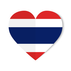 Thailand flag with origami style on heart background
