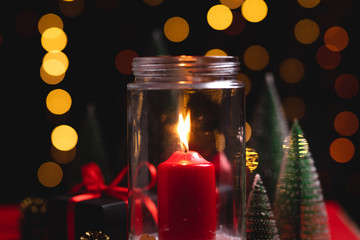 Red christmas decorations - Christmas ornament - Pine cones and branches