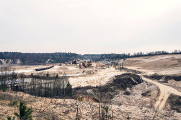 Mining. Extraction and development of minerals. Construction sand pit.