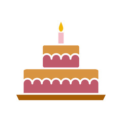 Birth Cake Icon Vector Simple Design
