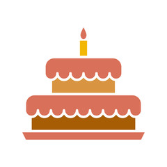 Birth Cake Icon Vector Simple Design