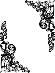 two black corners frame with small flowers