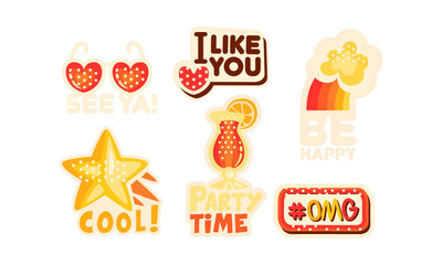 Social Network Stickers Isolated on White Background Vector Set
