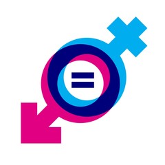 Gender equality symbol. Icon with blue and pink male and female signs