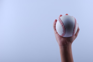 hand hold a professional baseball isolated on white