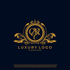 Logo Initial letter CK luxury vector mark, gold color elegant classical symmetric curves decor.