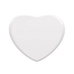White Empty Heart Badge Pin Brooch Isolated on White Background. 3D Illustration Close Up.