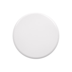 White Empty Round Badge Pin Brooch Isolated on White Background. Realistic 3D Illustration Close Up.