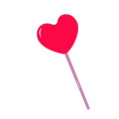 Cute heart shaped lollipop isolated on white, valentines day illustration