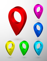 3d map pointer. Navigator symbol isolated on gray background. Vector illustration