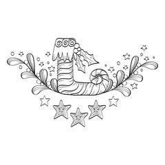 Doodle christmas composition for greeting postcard