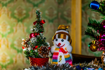 snowman and christmas tree