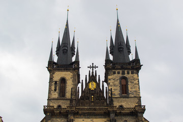 Facade of the Church of Mother of God before Týn (Tyn Church) in Old Town Square (Staroměstské náměstí) in Prague, Czech Republic