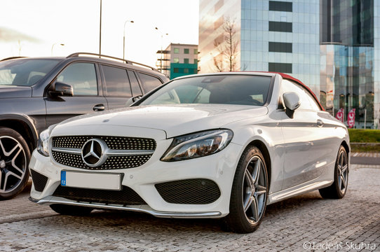 Luxury car white cabrio Mercedes-Benz C200