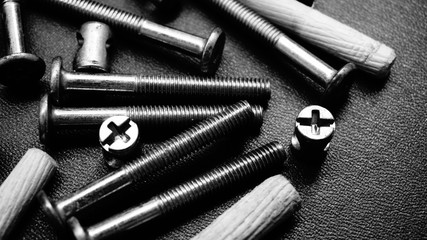 bolts with a variety of shapes black background