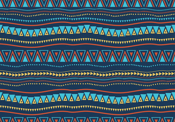 Nahtloses Muster der ethnischen handgemachten Verzierung. Vektor afrikanische Zeichnung Stammes- Hand gezeichnetes Symbol. Streifenwellenzusammenfassung für Modetextildruck.