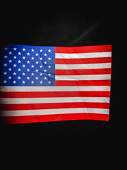 american usa flag on black background
