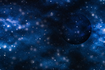 Stars, planet and galaxy in cosmos universe, space and time travel science background