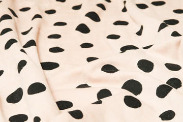 Cotton fabric, black polka dot fabric texture.
