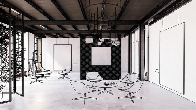 Project of a contemporary art & exibition gallery - loopable 3d visualization