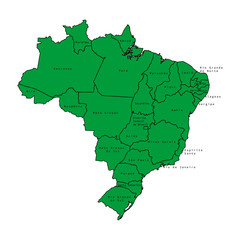 Vector illustration of administrative division map of Brazil. 