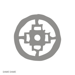 Vector monochrome icon with Adinkra symbol Dame Dame