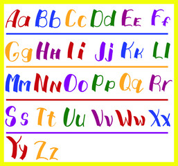 Alphabet interesting handwritten alphabet, doodle letters vector.